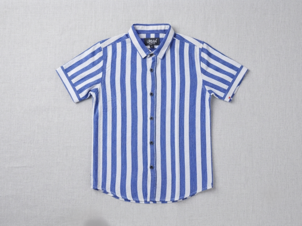 UrbanKids Azure Stripe Statement Shirt