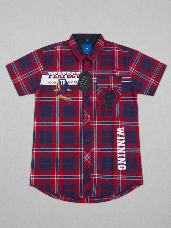 UrbanKids Crimson Check Statement Shirt