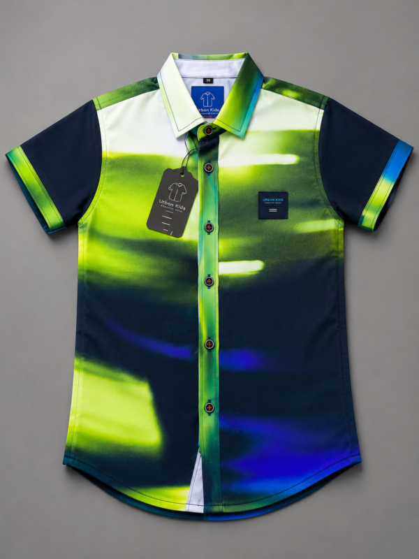 UrbanKids Neon Wave Printed Shirt